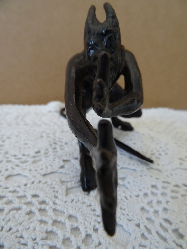 Vintage gietijzeren beeldje Satan - Afbeelding 2