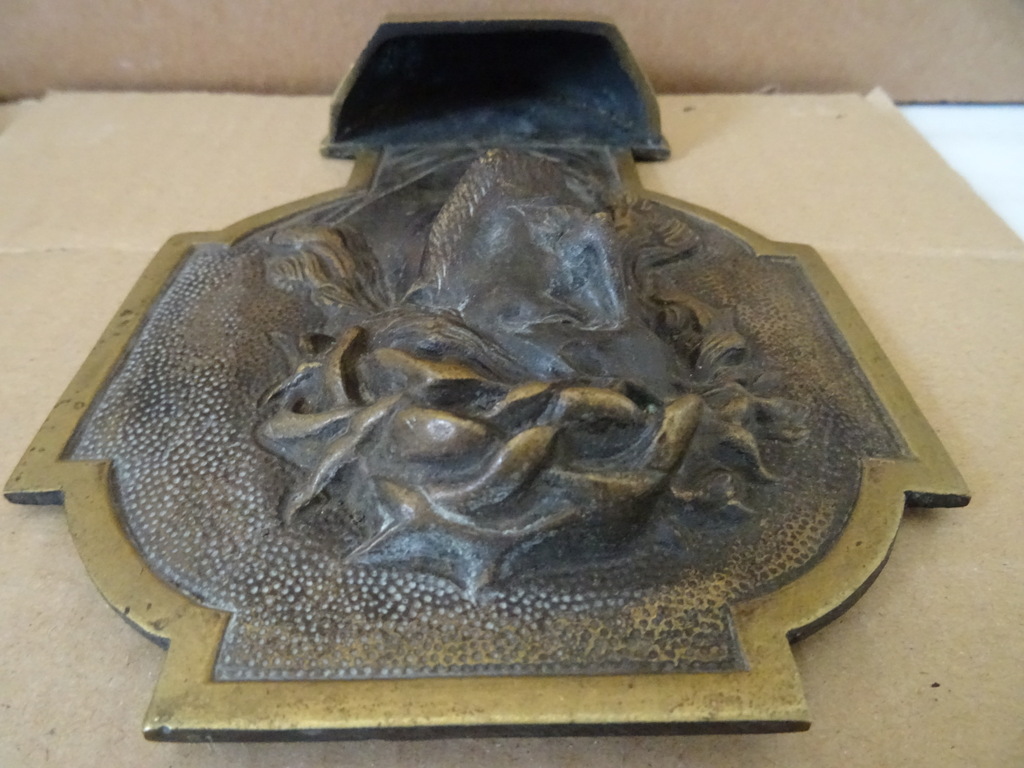 Antiek bronzen wijwaterbakje Jezus Christus - Afbeelding 7