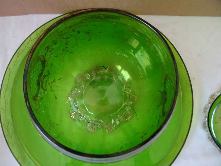 Antieke glazen punch bowl
