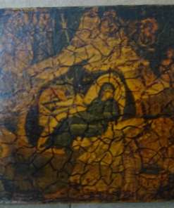 Icoon met Heilige Maria vervaardigd rond 1950 of iets later. Het prachtige icoon van circa 9 bij 7.3 cm