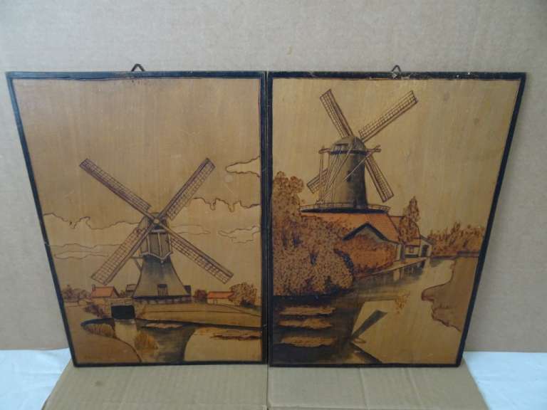 Gebrandschilderde panelen Hollandse molens