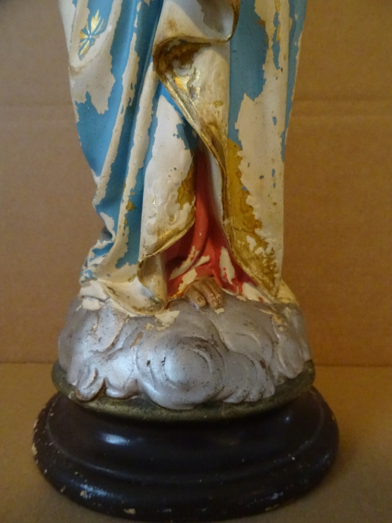 Antiek Mariabeeld De Moeder Gods 52 cm - Afbeelding 7