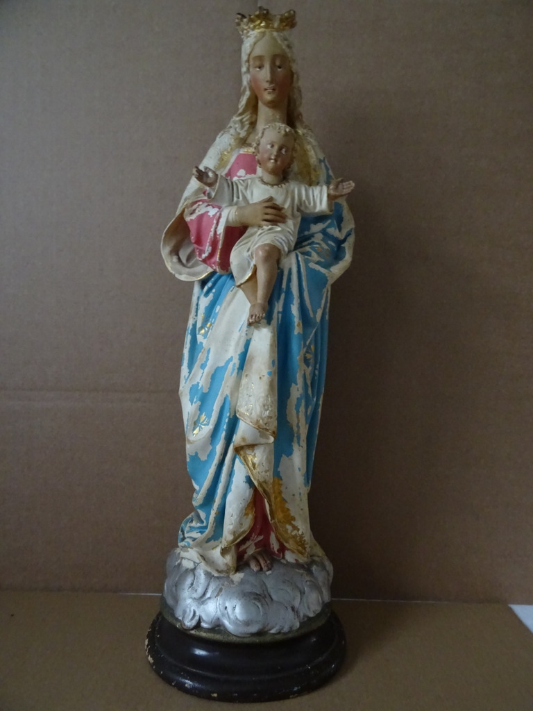 Antiek Mariabeeld De Moeder Gods 52 cm - Afbeelding 9