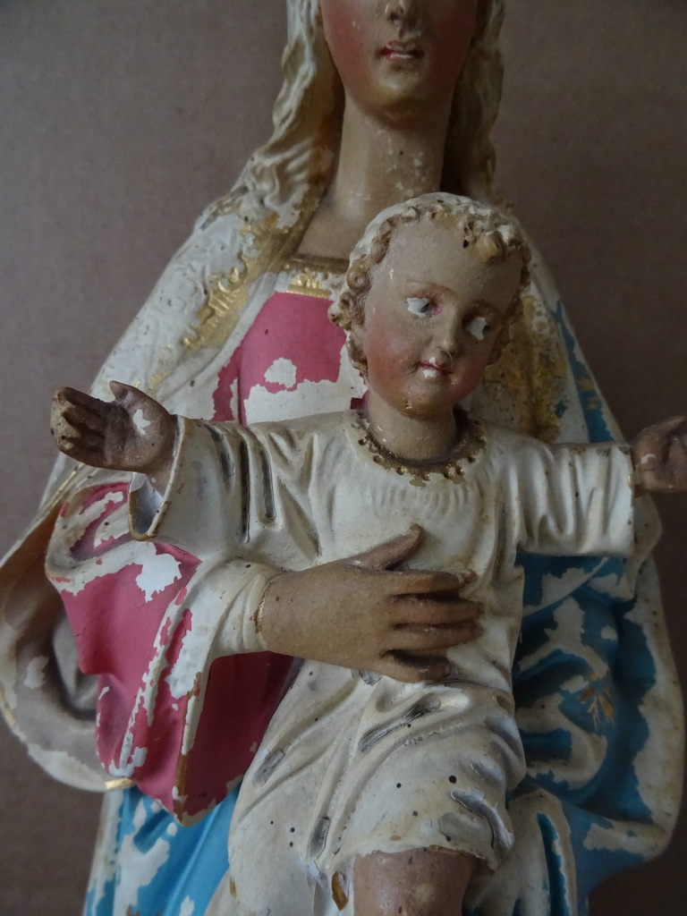 Antiek Mariabeeld De Moeder Gods 52 cm - Afbeelding 12