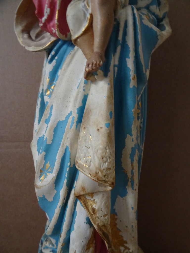Antiek Mariabeeld De Moeder Gods 52 cm - Afbeelding 14
