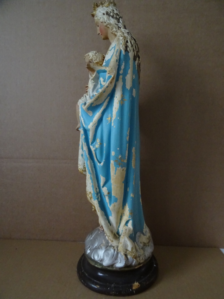 Antiek Mariabeeld De Moeder Gods 52 cm - Afbeelding 17