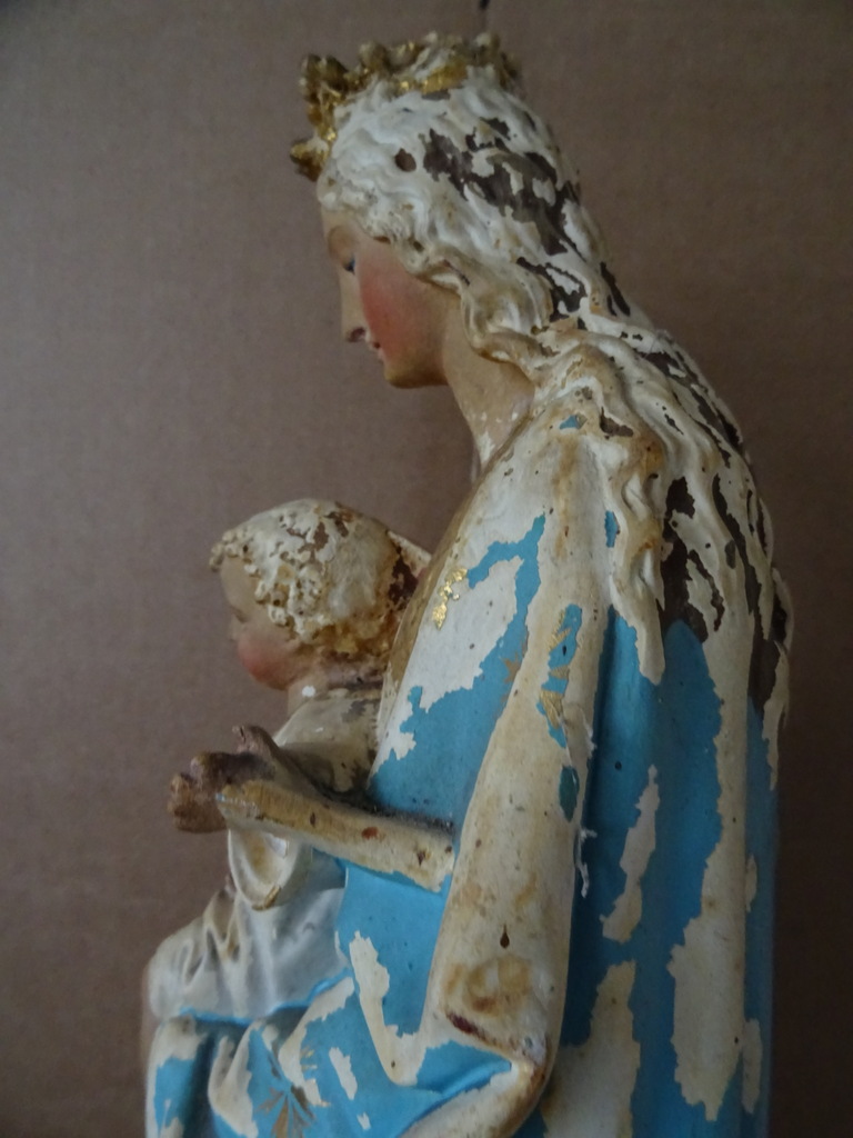 Antiek Mariabeeld De Moeder Gods 52 cm - Afbeelding 19