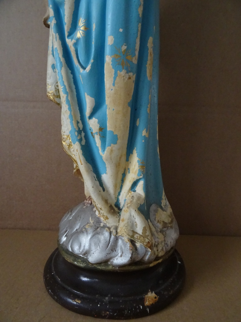 Antiek Mariabeeld De Moeder Gods 52 cm - Afbeelding 21