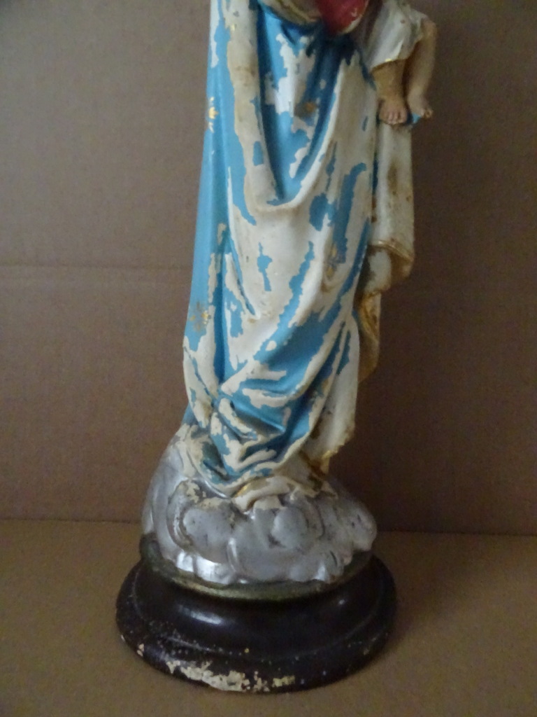 Antiek Mariabeeld De Moeder Gods 52 cm - Afbeelding 36