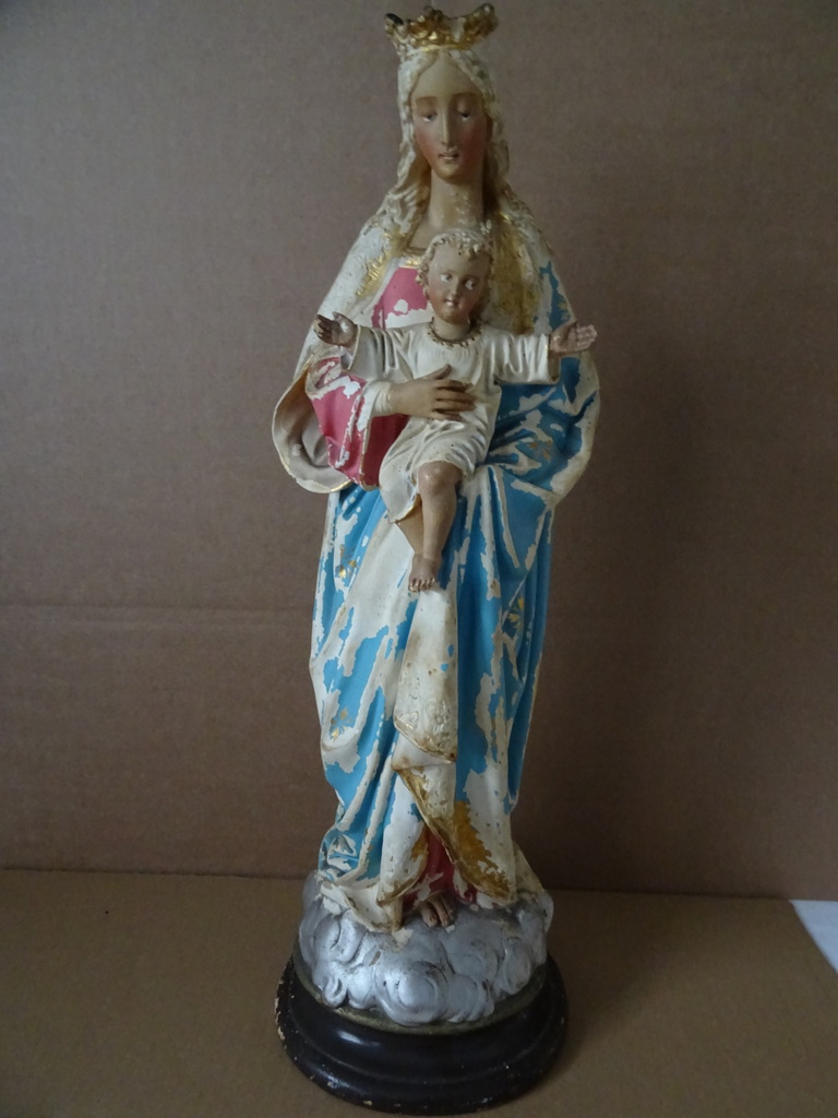 Antiek Mariabeeld De Moeder Gods 52 cm - Afbeelding 38