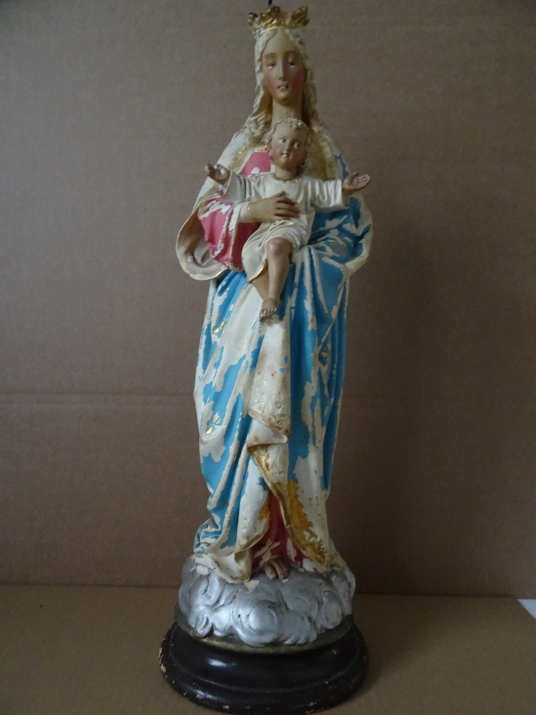 Antiek Mariabeeld De Moeder Gods 52 cm - Afbeelding 39