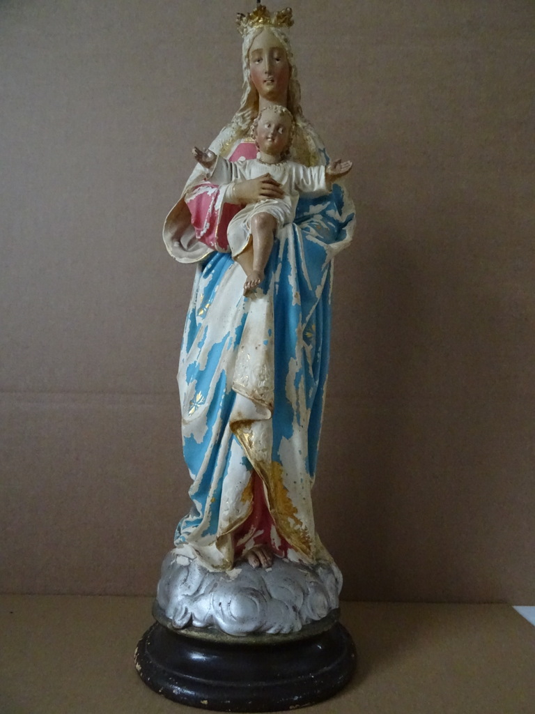 Antiek Mariabeeld De Moeder Gods 52 cm - Afbeelding 40