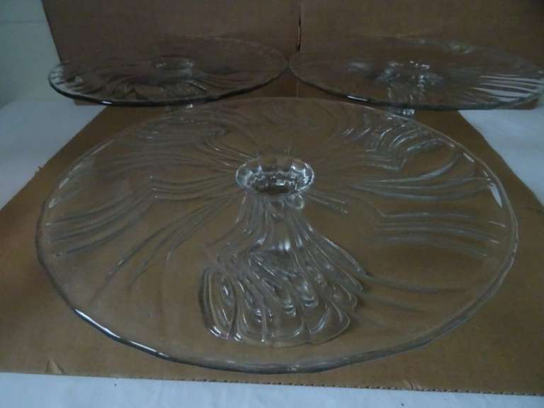 Collectie 3x glazen taartplateau vlaaischotel Ook los te koop