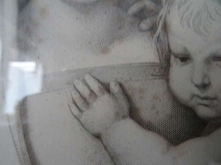 Antieke prent Madonna met kind