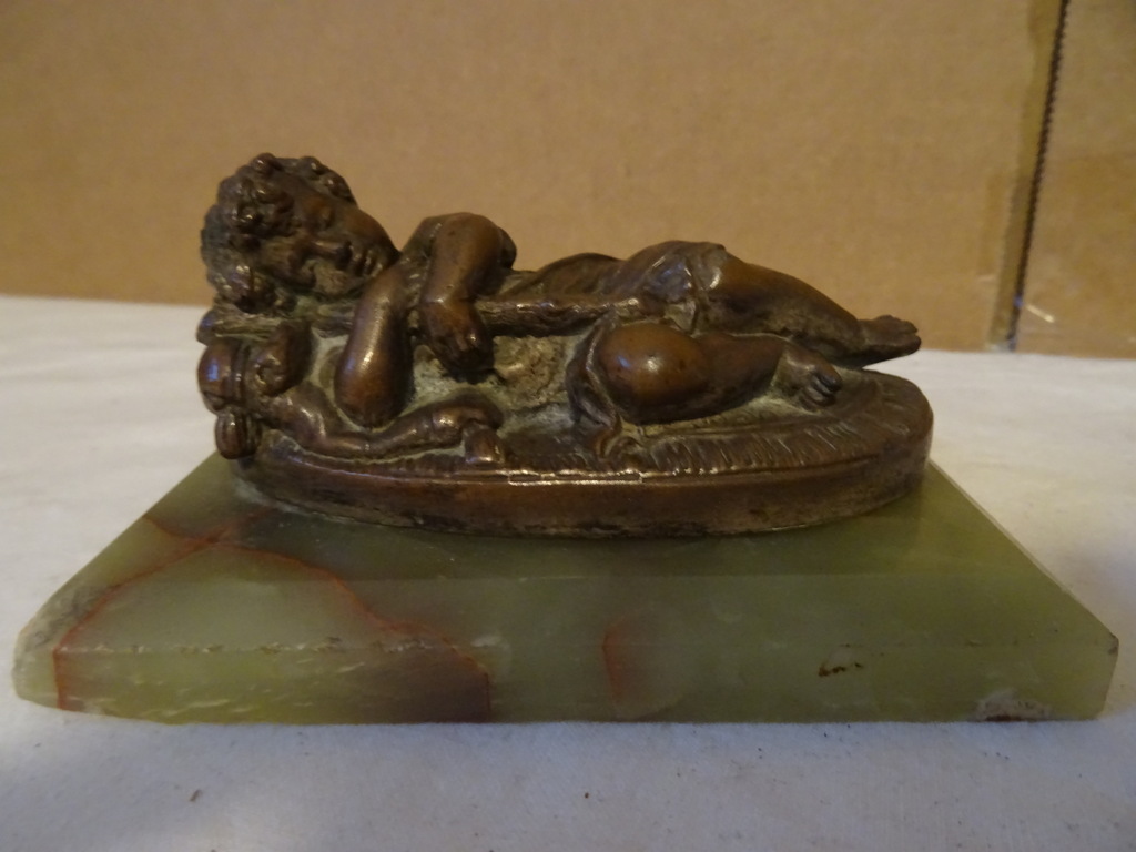 Antiek bronzen beeldje Kindje Jezus - Afbeelding 3
