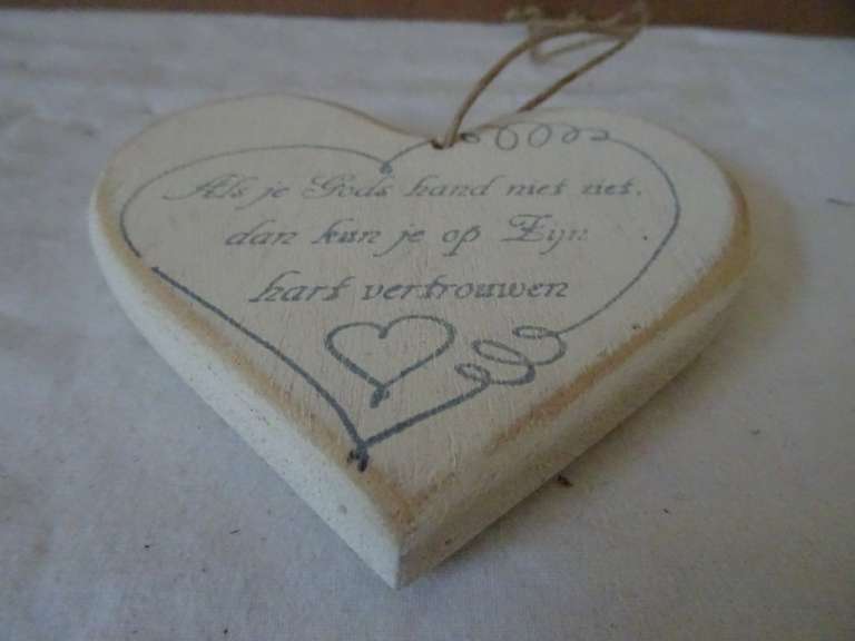 Vintage houten hart met spreuk