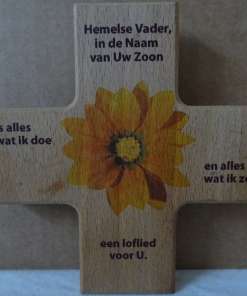 Vintage houten kruis met spreuk