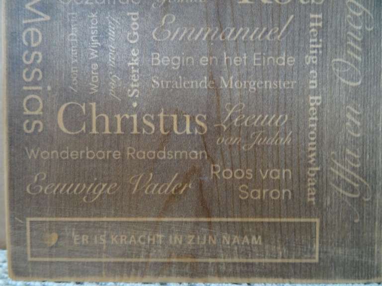 Houten tegel Jezus Christus Vredevorst