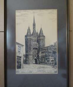 Enorme litho De Sassenpoort te Zwolle