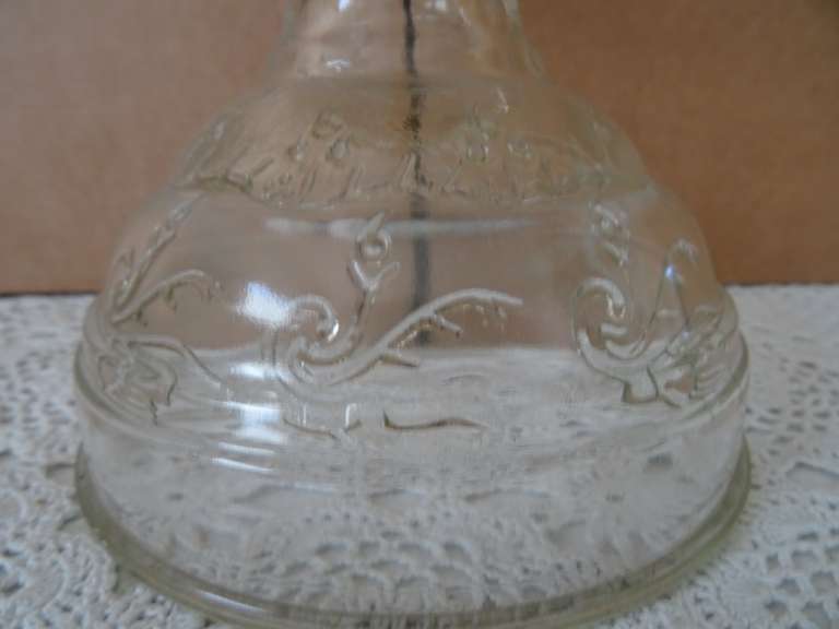 Antieke olielamp van glas 42 cm