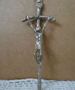 Art deco verzilverd kruisbeeld 13 cm