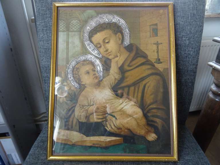 Groot icoon Heilige Antonius en Jezus 35x44cm