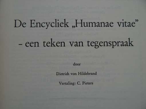 Dietrich von Hildebrand De Encycliek Humanae vitae