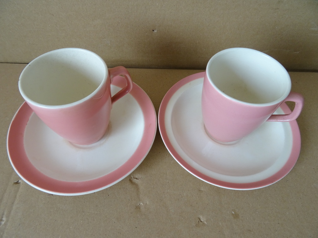 Antieke pastel roze kop en schotels - Afbeelding 2