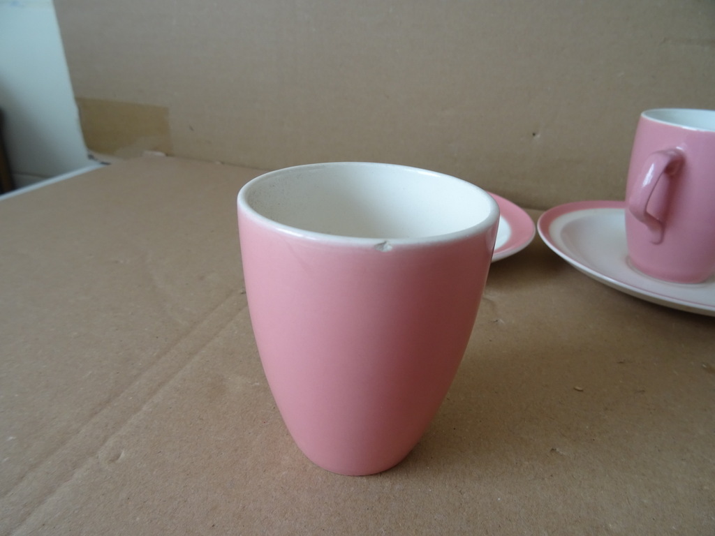 Antieke pastel roze kop en schotels - Afbeelding 3