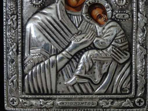 Zilveren Byzantijns Icoon Heilige Maria
