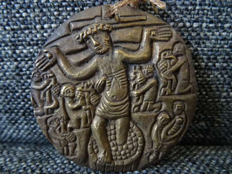Art deco medaillon Jezus Christus