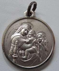 Antiek medaillon Maria, Jezus en Johannes