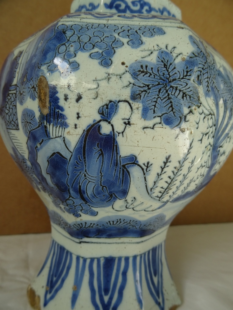 Antieke 18e-eeuwse Delfts blauwe vaas - Afbeelding 2