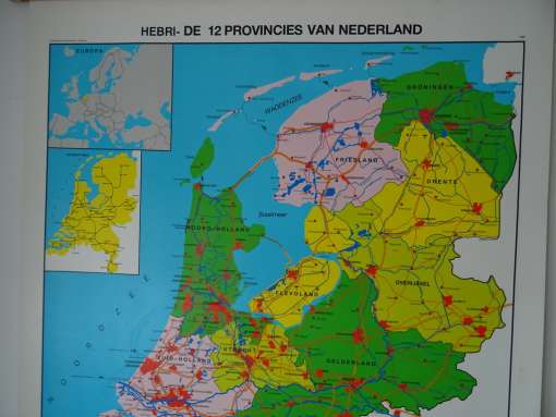 Schoolkaart Hebri De 12 provincies van Nederland