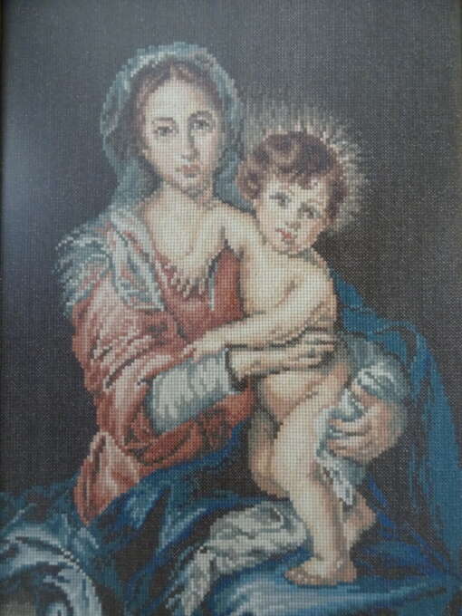 Gobelin icoon Heilige Maria en Jezus