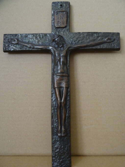Art deco bronzen kruisbeeld 32 cm