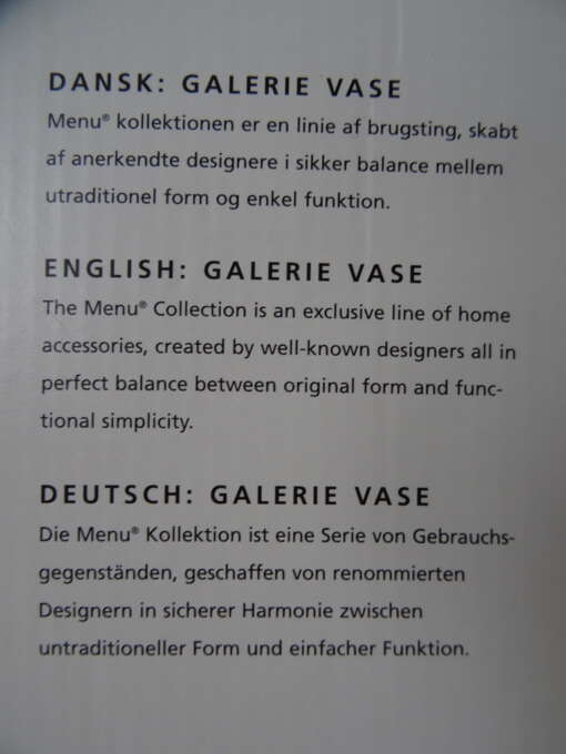 Design vaas Menu Galerie Vase