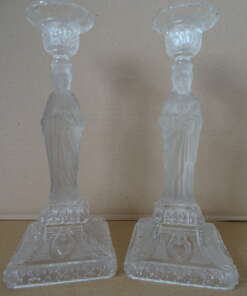 Glazen kandelaars Heilige Maria en Jezus 25 cm