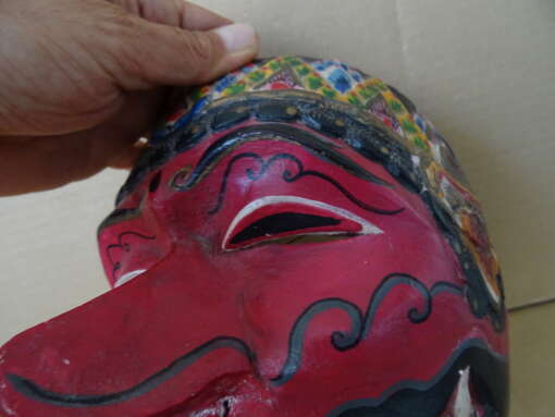 Vintage houten masker Buta Cakil