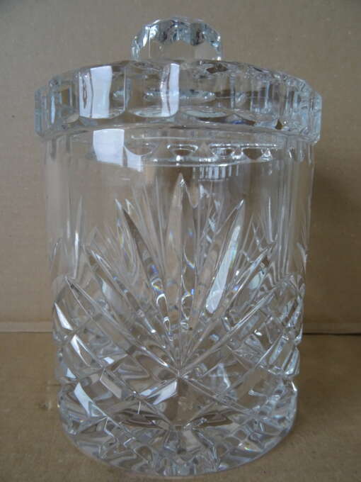 Antieke kristallen pot met deksel 19 cm
