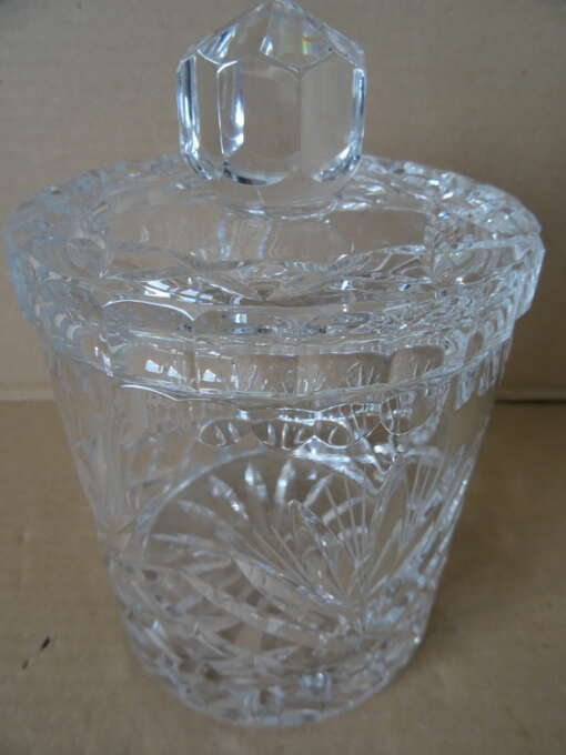 Antieke kristallen pot met deksel 19 cm