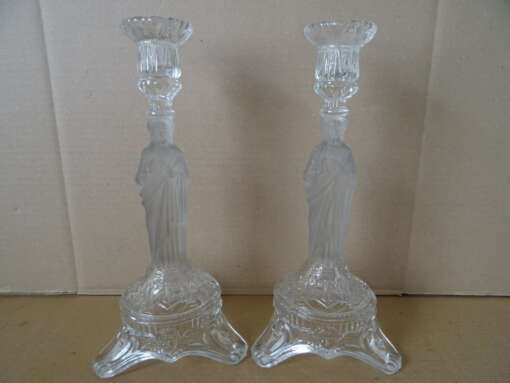 Glazen kandelaars Heilig Hart Val Saint Lambert 30,3 cm