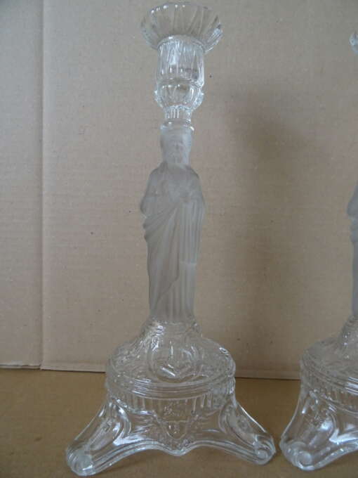 Glazen kandelaars Heilig Hart Val Saint Lambert 30,3 cm
