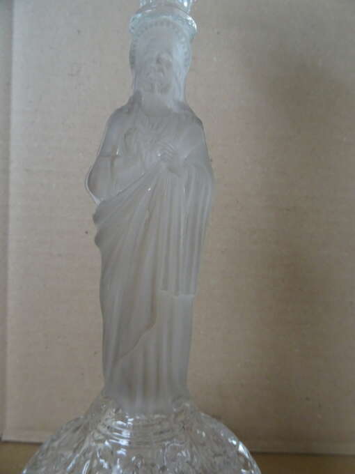 Glazen kandelaars Heilig Hart Val Saint Lambert 30,3 cm