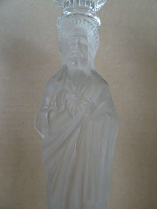 Glazen kandelaars Heilig Hart Val Saint Lambert 30,3 cm