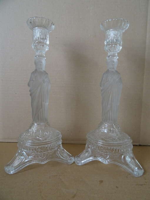 Glazen kandelaars Heilig Hart Val Saint Lambert 30,3 cm
