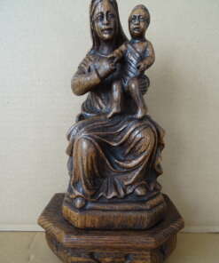 Antiek houten Mariabeeld met console