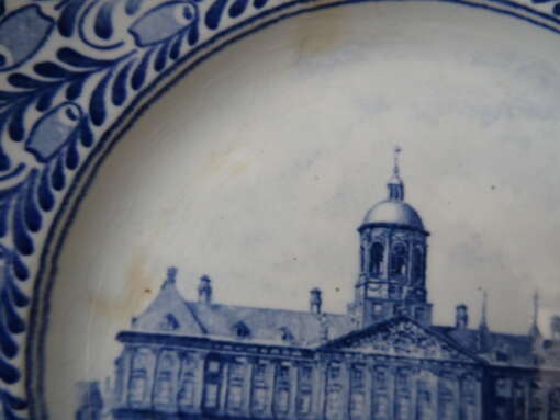 Antiek wandbord koninklijk paleis Amsterdam Petrus Regout & Co