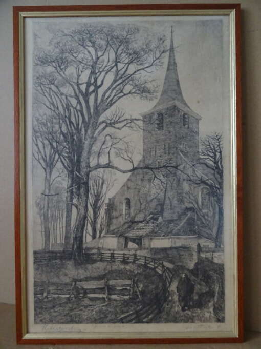 Litho of potloodtekening Hillegersberg Rotterdam