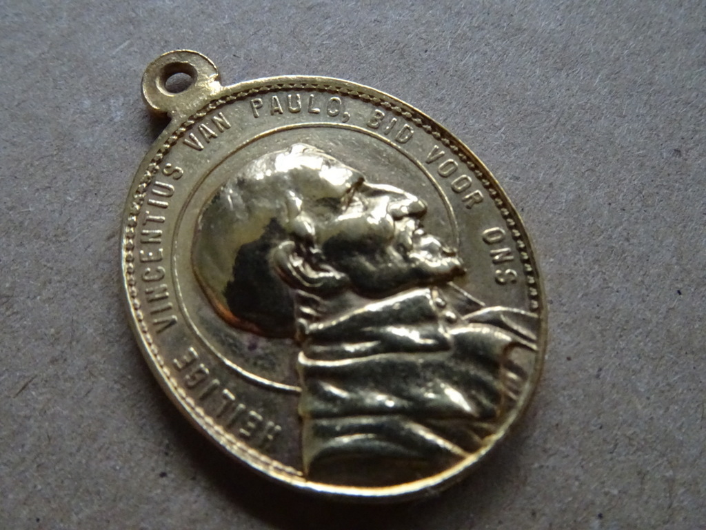 Antiek medaillon Heilige Maria en Heilige Vincentius - Afbeelding 3